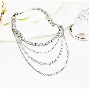 Gümüş Kaplama Kadın Çoklu Choker Kolye
