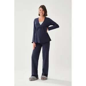 Lacivert Hamile Pijama Takım