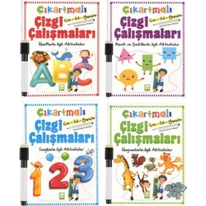 Çıkartmalı Çizgi Çalışmaları Seti Kalemli (4 Kitap Takım)