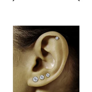 Begonia Accessories 925 Ayar Gümüş yuvarlak zirkon taşlı küpe ( 4 çift)