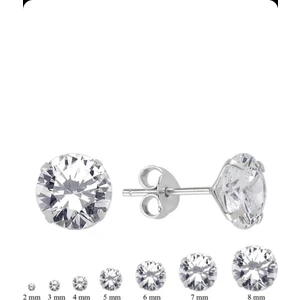 Begonia Accessories 925 Ayar Gümüş 3mm yuvarlak zirkon taşlı küpe