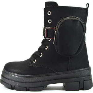 7640 Siyah Fermuarlı Cepli Postal Kız Çocuk Bot