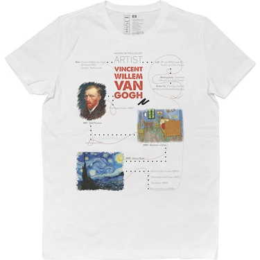 Kadın Vegan Beyaz T-Shirt - Vincent van Gogh The Coolest Muse