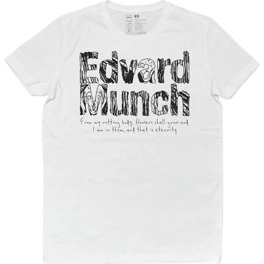 Kadın Vegan Beyaz T-Shirt - Edvard Munch Eternity Muse