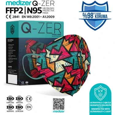 Qzer New Young Desenli Ffp2 N95 Maske