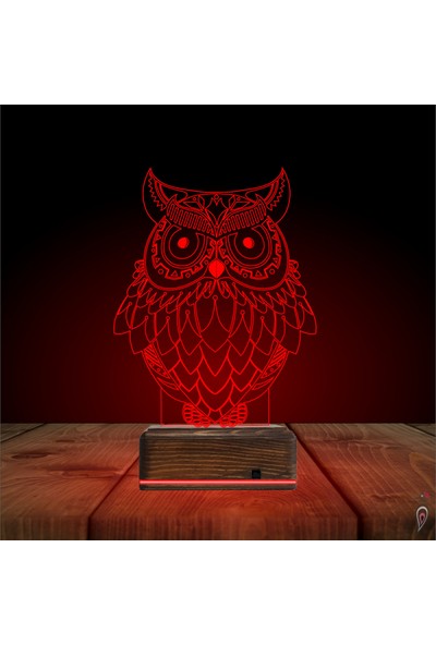 Tahta Moda Tahtamoda 3D Lamba 16 Renk Kumandalı Baykuş Kuş Tasarım V3