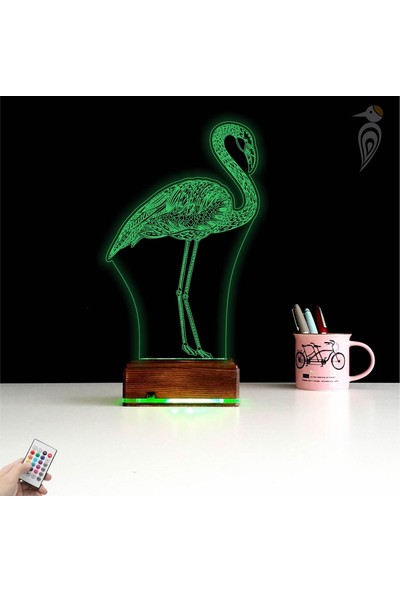 Tahta Moda Tahtamoda 3D Lamba 16 Renk Kumandalı Filamingo Kuş Tasarım