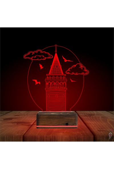 Tahta Moda Tahtamoda 3D Lamba 16 Renk Kumandalı Istanbul Galata Kulesi Galata Tower