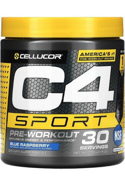 Cellucor Cellucor, C4 Sport, Pre-Workout, Blue Raspberry, 9.5 Oz (270 G).İ32. Adınıza Resmi Faturalı Orijinal Amerikan Ürünü.