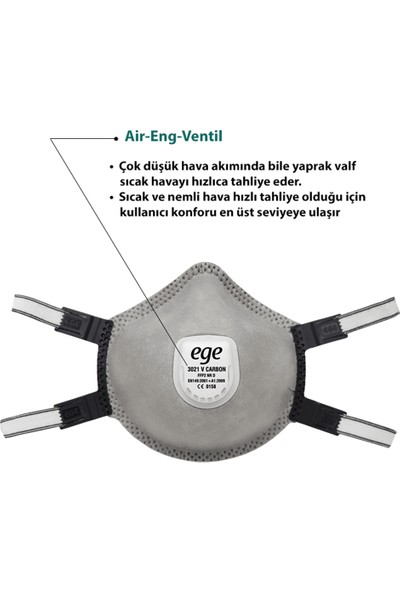 EGE MASKE 3021 V FFP2 NR D Aktif Karbon (10 Adet)