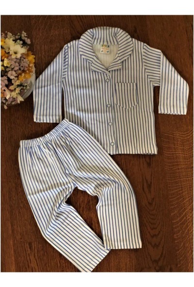 Kocabey Çocuk Çizgili Önden Düğmeli Pijama Takımı