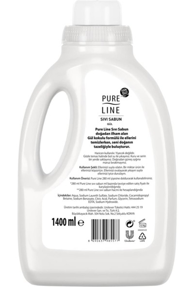 Pure Line Pure Line Gül Sıvı Sabun 1400ML Banyo Sabunu