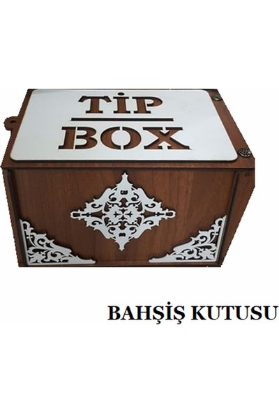 Bibizde Tip Box Ahşap Kumbara Tipbox Kilitli Bahşiş Kutusu