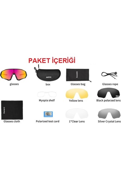 Kapvoe Değişebilir 5 Lens Mtb Polarize Bisiklet Spor Dağ Kayak Gözlüğü