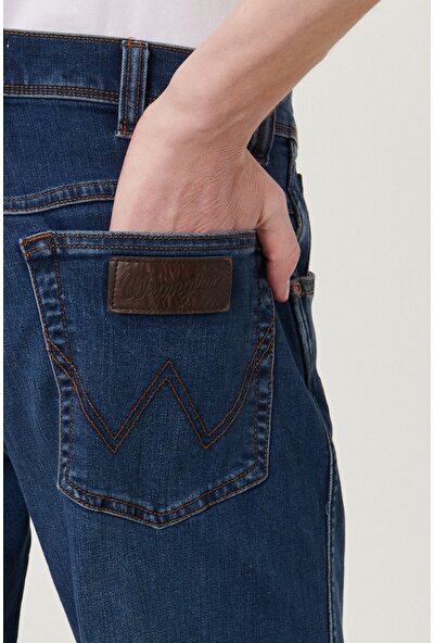 WRANGLER Erkek Texas Koyu Mavi Straight Fit Normal Bel Düz Paça Esnek Jean Pantolon