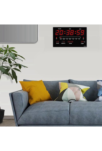 F Fityle Çok Fonksiyonlu Ekran Dijital LED Duvar Saati - Siyah (Yurt Dışından)