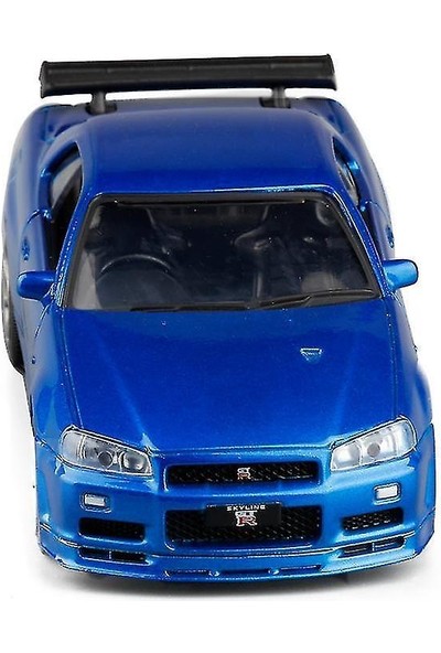 (Dodge-Red) 1:36 Nissan Gt-R R34 Spor Araba Alaşımlı Model, Simüle Metal Çekin Geri Çekin Model Oyuncaklar Için
