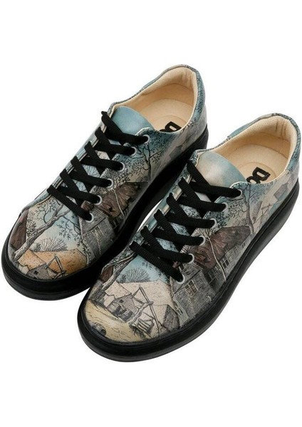 Kadın Vegan Deri Mavi Sneakers - Back in Town Tasarım