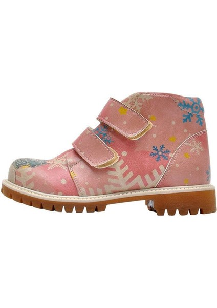 Çocuk Vegan Deri Pembe Günlük Bot - Fire Girl on Snow Tasarım fiyatları