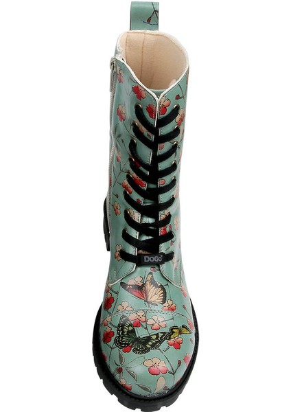 Kadın Vegan Deri Turkuaz Fermuarlı Uzun Bot - Your Wings, Your Dreams Tasarım indirimleri