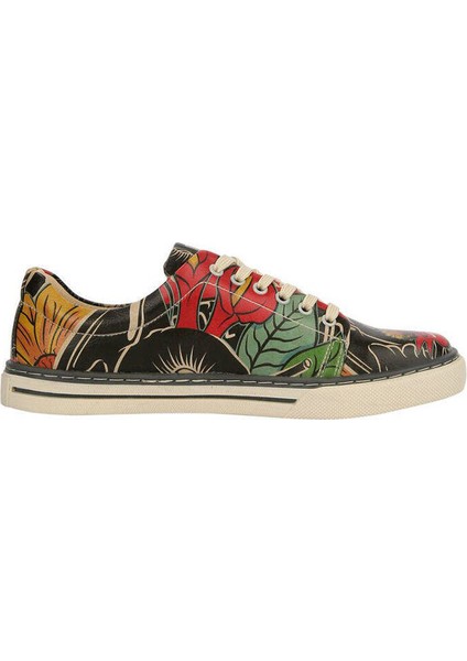 Kadın Vegan Deri Siyah Sneakers - Te Amo Frida Kahlo Tasarım fırsatları