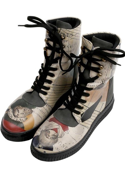 Kadın Vegan Deri Bej Uzun Bot - Mon Cher Tasarım