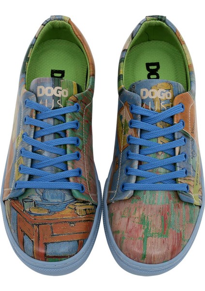 Kadın Vegan Deri Çok Renkli Sneakers - Vincent van Gogh The Bedroom Muse Tasarım