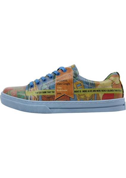 Kadın Vegan Deri Çok Renkli Sneakers - Vincent van Gogh The Bedroom Muse Tasarım