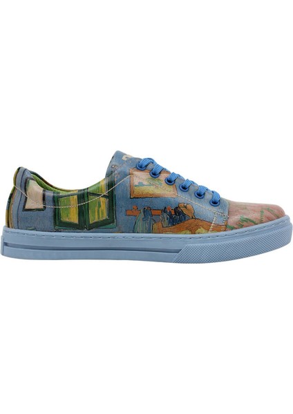 Kadın Vegan Deri Çok Renkli Sneakers - Vincent van Gogh The Bedroom Muse Tasarım