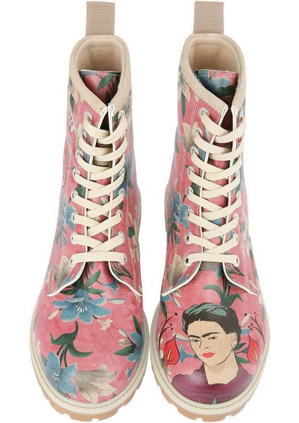 Kadın Vegan Deri Çok Renkli Uzun Bot - Like You Are Magic Frida Kahlo Tasarım fiyatları