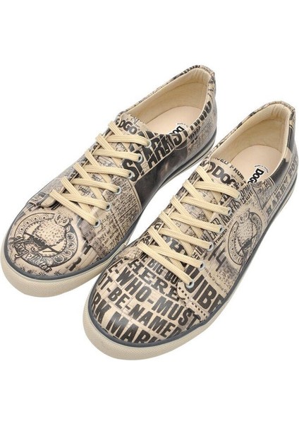 Erkek Vegan Deri Bej Sneakers - Warner Bros Daily Prophet Harry Potter Tasarım