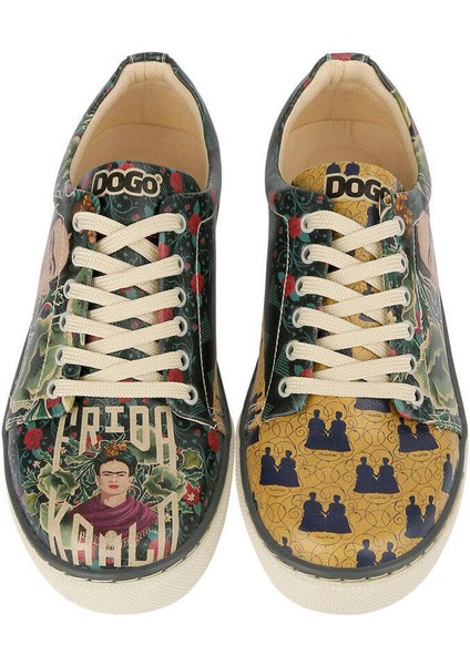 Kadın Vegan Deri Yeşil Sneakers - Frida’s World Frida KahloTasarım fiyatları