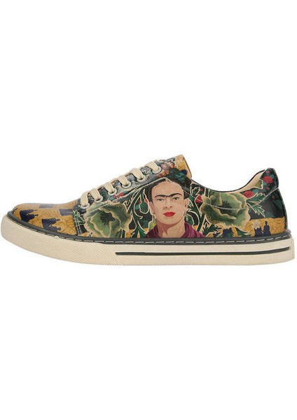 Kadın Vegan Deri Yeşil Sneakers - Frida’s World Frida KahloTasarım modelleri