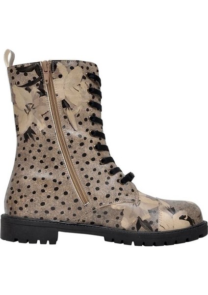 Kadın Vegan Deri Gri Fermuarlı Uzun Bot - Black Dress Tasarım fırsatları