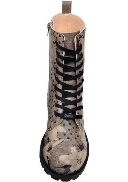 Kadın Vegan Deri Gri Fermuarlı Uzun Bot - Black Dress Tasarım indirimleri