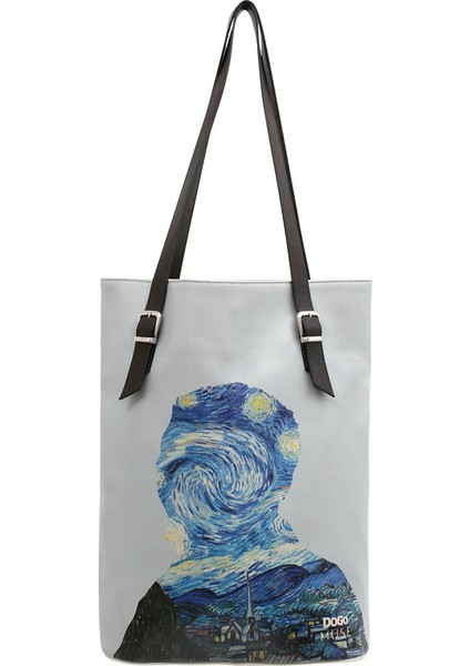 Kadın Vegan Deri Krem Omuz Çantası - Vincent van Gogh The Starry Night Muse Tasarım modelleri