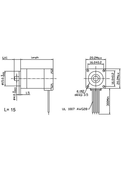 Nema 8 - 200 Adım Step Motor Bipolar - 20x30mm - 3.9V