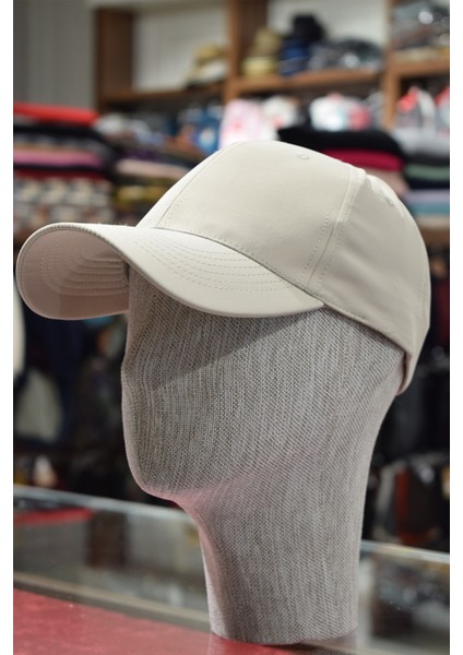 Unisex Spor Kep Micro Eşofman Kumaşı Arkası Ayarlanabilir Krem