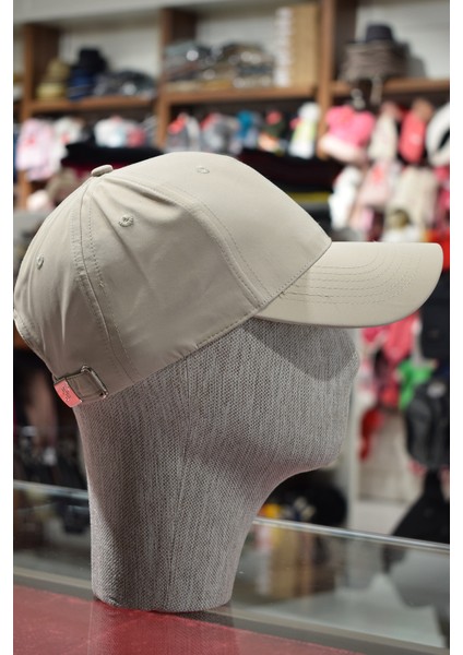 Unisex Spor Kep Micro Eşofman Kumaşı Arkası Ayarlanabilir Krem