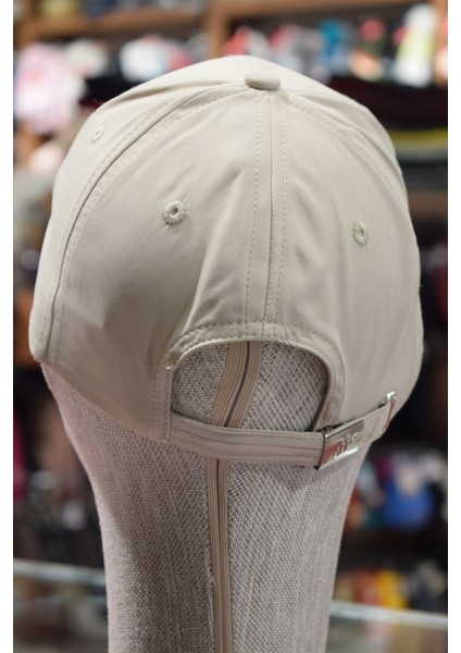 Unisex Spor Kep Micro Eşofman Kumaşı Arkası Ayarlanabilir Krem