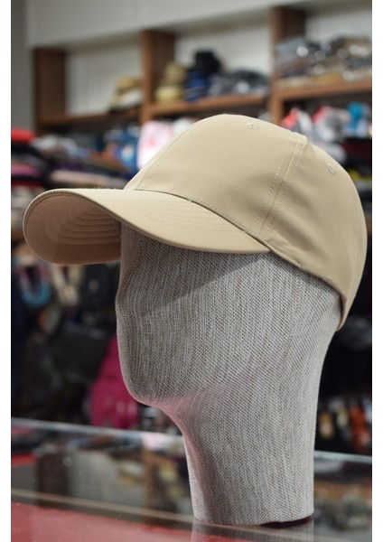 Unisex Spor Kep Micro Eşofman Kumaşı Arkası Ayarlanabilir Bej