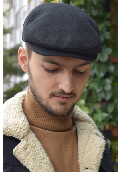 London Siyah Kasket Kaşe Kışlık Kumaş Şapka fiyatları