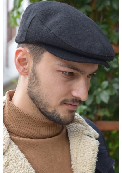 London Siyah Kasket Kaşe Kışlık Kumaş Şapka fırsatları