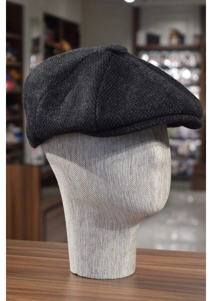 Kışlık Kasket Ingiliz Stili Peaky Blinders Siyah Noktalı Newsboy Trend 8 Parça Kasket