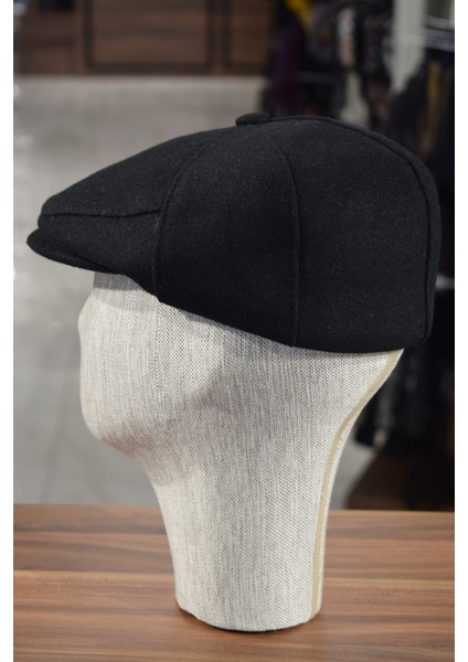 Düğmeli Klasik Kasket Siyah Kasket Kaşe Kışlık Kumaş Şapka fırsatları