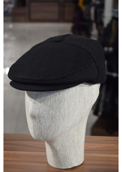 Düğmeli Klasik Kasket Siyah Kasket Kaşe Kışlık Kumaş Şapka indirimleri