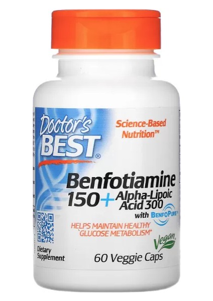 Doctor’s Best, Benfotiamine 150 + Alpha-Lipoic Acid 300, 60 Veggie Capsul. USA