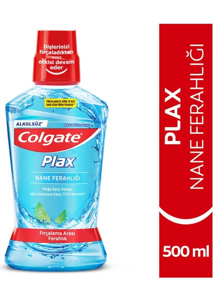 Plax Nane Ferahlığı Alkolsüz Ağız Bakım Suyu 500 ml Ağız Çalkalama