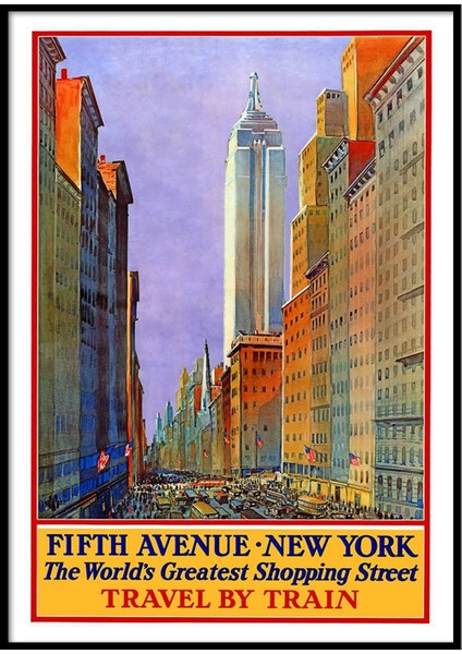 Çerçevesiz New York 5th Avenue Vintage Reprodüksiyon Poster