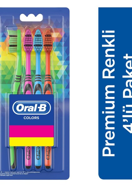 Premium Colors 4'lü Fırça Manuel Diş Fırçası